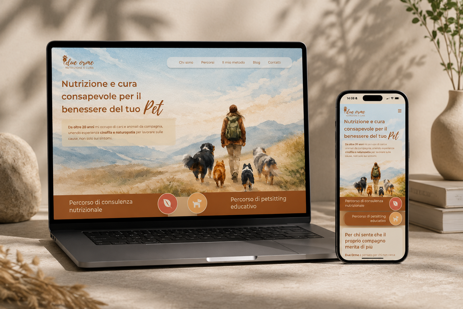 Mockup della pagina Home di Due Orme