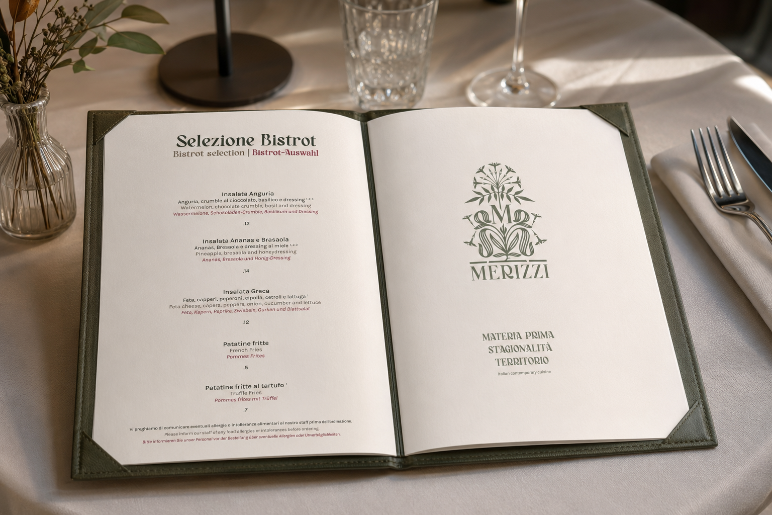Menu Merizzi